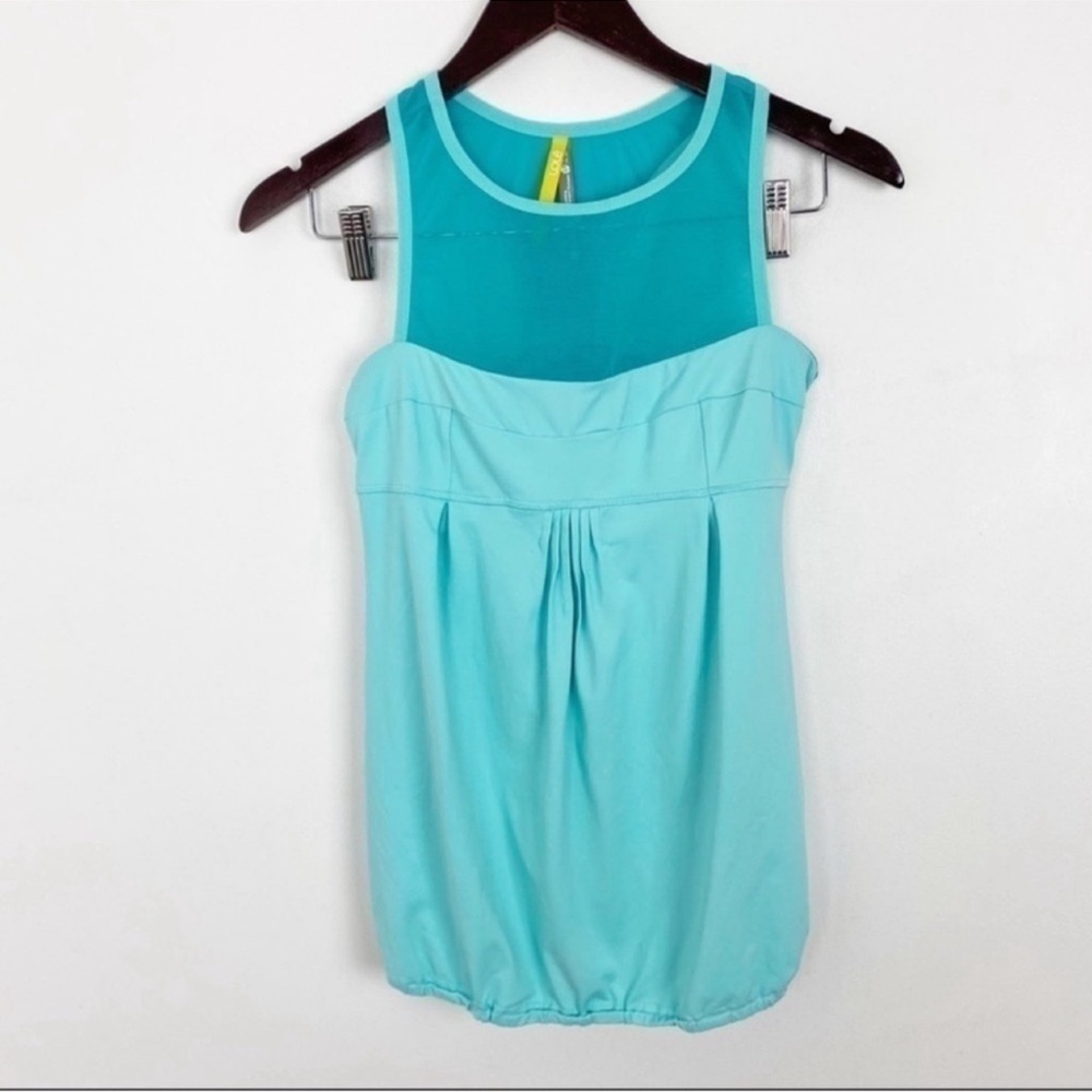 Lole Racerback Teal Athletic Mesh Workout Tank Top Built In Sports Bra Size XS